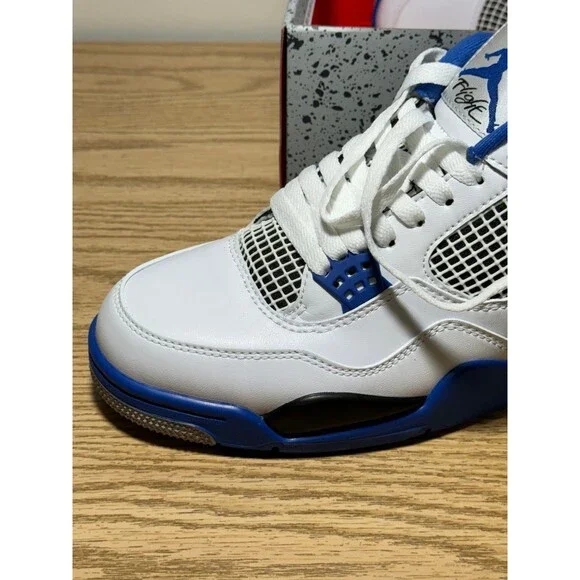 Nike Air Jordan 4 Retro Mid Motorsports 308497-117 Mens SZ 10 White Blue Sneaker - Picture 8 of 12
